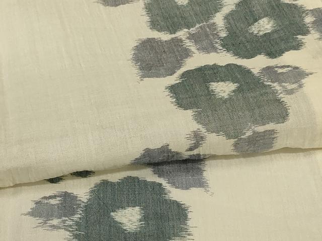 平和屋着物＊夏物 小千谷ちぢみ 草花文 麻 逸品 AABJ3328jd