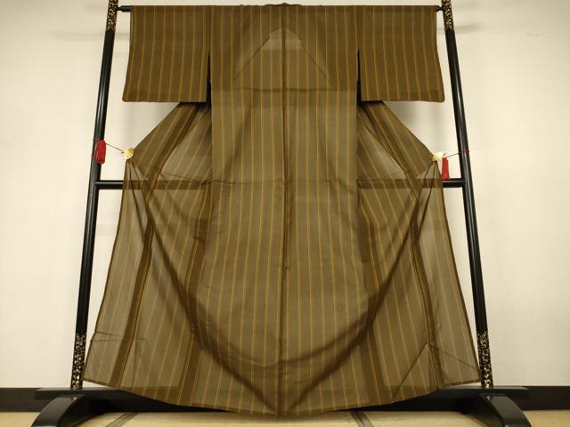 平和屋着物＊夏物 本場黄八丈 夏黄八 縞 正絹 逸品 AABJ3329jd