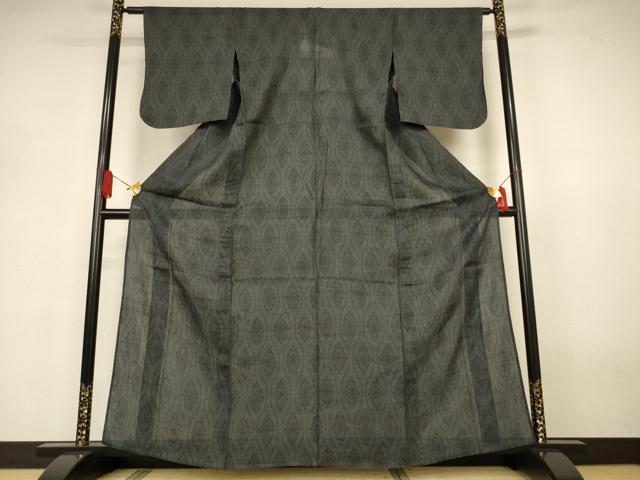 平和屋着物＊夏物 石川県指定無形文化財 能登上布 本麻手織上布 立涌花文 麻 逸品 AABJ3331jd