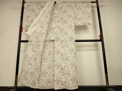 平和屋着物＊夏物 小千谷ちぢみ 流水草花文 証紙付き 麻 逸品 未使用 AABJ3333jd