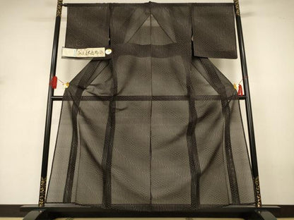 平和屋着物＊夏物 越後夏大島物語 変わり縞 証紙付き 正絹 逸品 未使用 AABJ3335jd