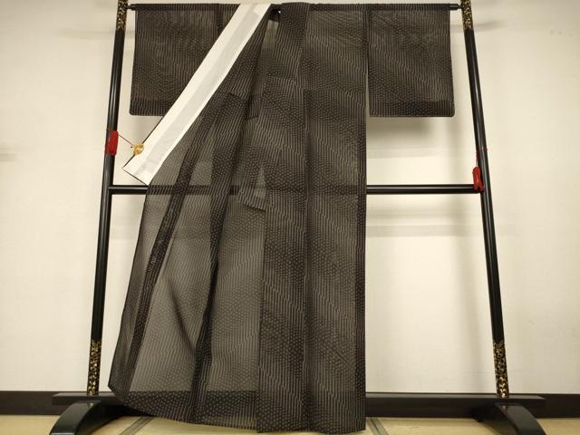 平和屋着物＊夏物 越後夏大島物語 変わり縞 証紙付き 正絹 逸品 未使用 AABJ3335jd