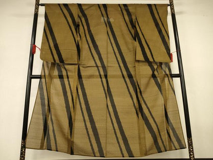 平和屋着物＊夏物　紗紬　斜縞　正絹　逸品　AABJ3338jd