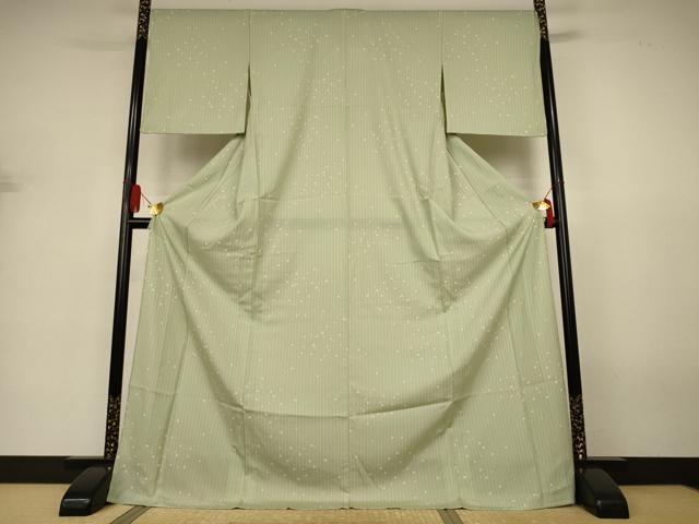 平和屋着物＊夏物　小紋　絽　花丸文　ロング丈　正絹　逸品　AABJ3342jd