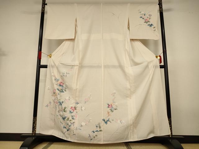 平和屋着物＊夏物　訪問着　絽　友禅　草花文　正絹　逸品　AABJ3345jd