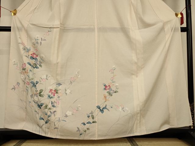 平和屋着物＊夏物　訪問着　絽　友禅　草花文　正絹　逸品　AABJ3345jd