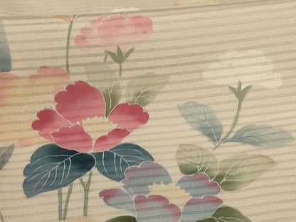 平和屋着物＊夏物　訪問着　絽　友禅　草花文　正絹　逸品　AABJ3345jd