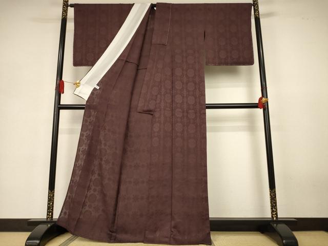 平和屋着物＊夏物　色無地　花丸紋紗　黒鳶色　正絹　逸品　未使用　AABJ3347jd