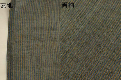 平和屋着物＊夏物　男性　小千谷ちぢみ　縞　麻　逸品　AABJ3352jd