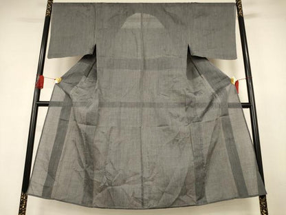 平和屋着物＊夏物　男性　小千谷ちぢみ　縞　麻　逸品　AABJ3352jd