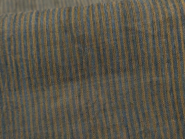 平和屋着物＊夏物　男性　小千谷ちぢみ　縞　麻　逸品　AABJ3352jd