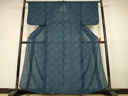 平和屋着物＊夏物　小紋　紗　花尽くし　洗える着物　AABJ3355jd