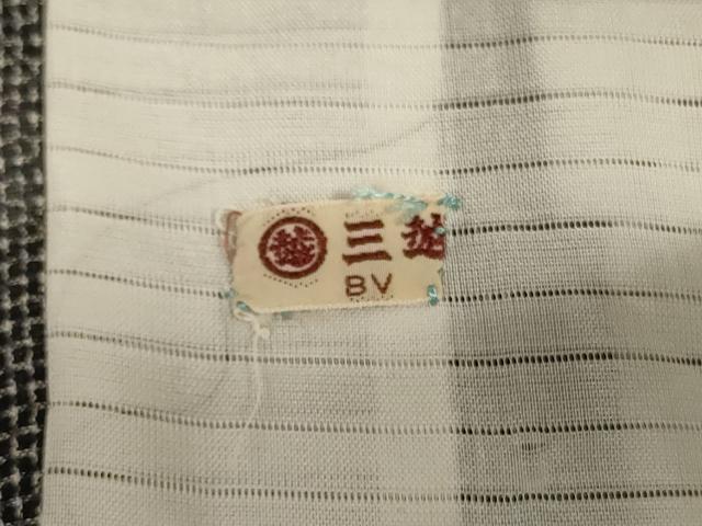 平和屋着物＊夏物　小紋　紗　花菱文　黒地　三越扱い　洗える着物　AABJ3357jd
