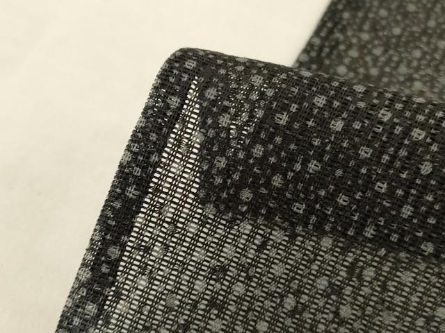 平和屋着物＊夏物　小紋　縦絽　斜縞　黒地　正絹　逸品　AABJ3360jd