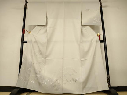 平和屋着物＊夏物　訪問着　絽　草花文　暈し染め　銀彩　正絹　逸品　AABJ3363jd