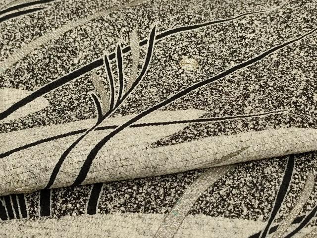 平和屋着物＊夏物　訪問着　絽縮緬　駒刺繍　すすき　たたき染め　銀彩　正絹　逸品　AABJ3366jd