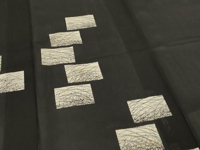 平和屋着物＊夏物　訪問着　絽　色紙文　黒地　正絹　逸品　AABJ3367jd