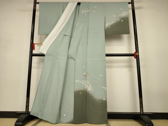 平和屋着物＊夏物　訪問着　紗紬　刺繍　立波舞鳥文　金糸　正絹　逸品　AABJ3368jd