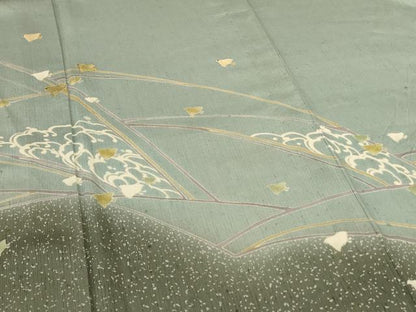 平和屋着物＊夏物　訪問着　紗紬　刺繍　立波舞鳥文　金糸　正絹　逸品　AABJ3368jd