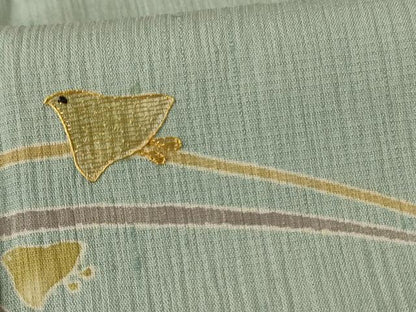 平和屋着物＊夏物　訪問着　紗紬　刺繍　立波舞鳥文　金糸　正絹　逸品　AABJ3368jd