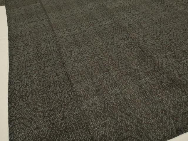 平和屋着物＊夏物　石川県指定無形文化財　能登上布　本麻手織上布紬　幾何学文　麻　逸品　AABJ3370jd