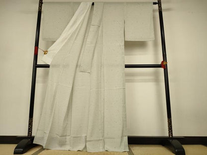 平和屋着物＊夏物　小紋　絽縮緬　霞文　洗える着物　AABJ3371jd