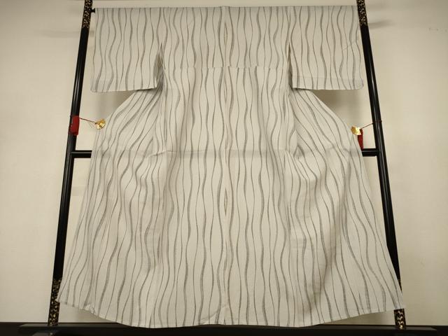 平和屋着物＊夏物　小紋　絽　よろけ縞　正絹　逸品　AABJ3377jd