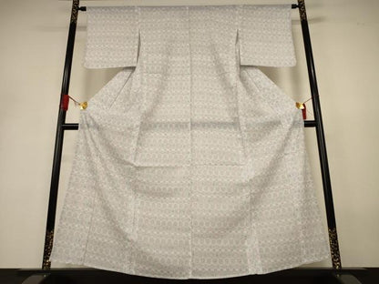 平和屋着物＊夏物　小紋　紗　幾何学文　洗える着物　AABJ3378jd