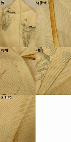 平和屋着物＊夏物　小紋　絽　手描き　草花文　正絹　逸品　AABJ3379jd