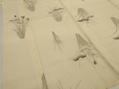 平和屋着物＊夏物　小紋　絽　手描き　草花文　正絹　逸品　AABJ3379jd