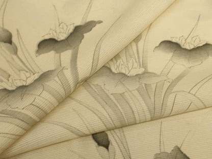 平和屋着物＊夏物　小紋　絽　手描き　草花文　正絹　逸品　AABJ3379jd