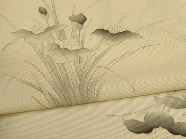 平和屋着物＊夏物　小紋　絽　手描き　草花文　正絹　逸品　AABJ3379jd