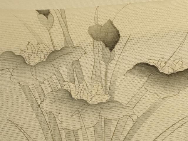 平和屋着物＊夏物　小紋　絽　手描き　草花文　正絹　逸品　AABJ3379jd