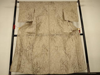 平和屋着物＊夏物　小千谷ちぢみ　草花文　麻　逸品　AABJ3380jd