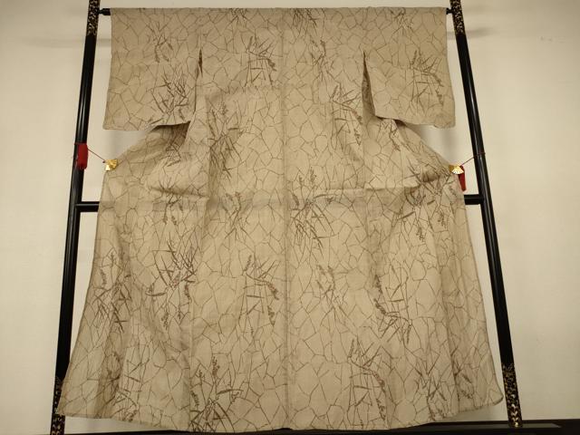 平和屋着物＊夏物　小千谷ちぢみ　草花文　麻　逸品　AABJ3380jd