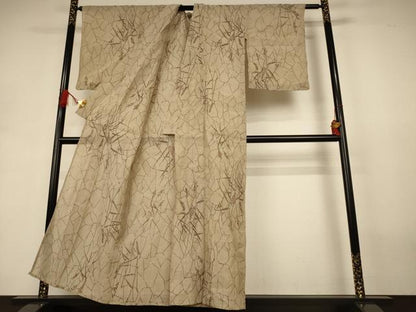 平和屋着物＊夏物　小千谷ちぢみ　草花文　麻　逸品　AABJ3380jd