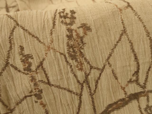 平和屋着物＊夏物　小千谷ちぢみ　草花文　麻　逸品　AABJ3380jd