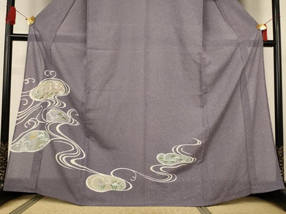 平和屋着物＊夏物　訪問着　絽　流水花松文　正絹　逸品　AABJ3383jd