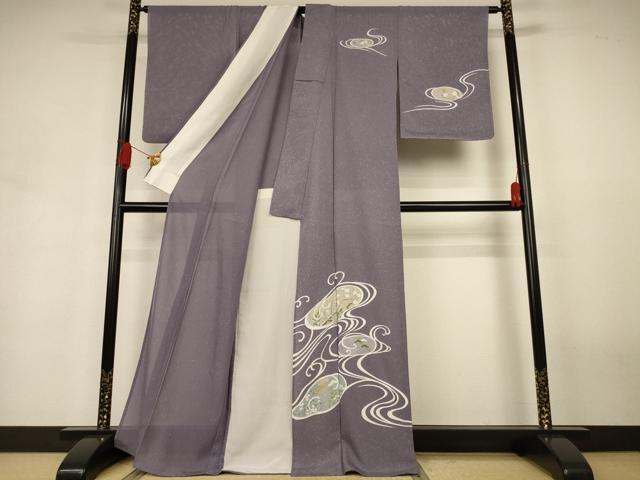 平和屋着物＊夏物　訪問着　絽　流水花松文　正絹　逸品　AABJ3383jd