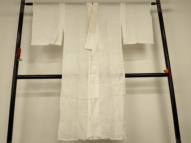 平和屋着物＊夏物　長襦袢　流水草花文紗　生成り色　麻　逸品　AABJ3387jd