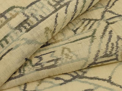 平和屋着物＊夏物　小千谷ちぢみ　風景文　麻　逸品　AABJ3392jd