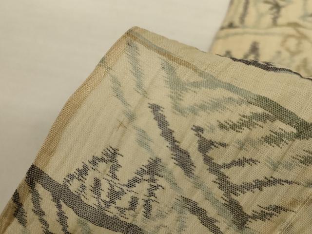 平和屋着物＊夏物　小千谷ちぢみ　風景文　麻　逸品　AABJ3392jd