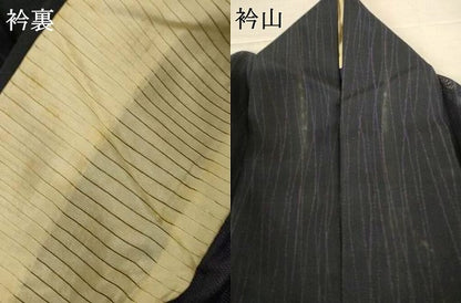 平和屋着物＊夏物　小紋　紗　よろけ縞　正絹　逸品　AABJ3393jd
