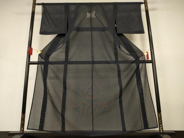 平和屋着物＊夏物　小紋　紗　よろけ縞　正絹　逸品　AABJ3393jd