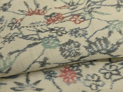 平和屋着物＊夏物　小千谷ちぢみ　草花文　麻　逸品　AABJ3394jd