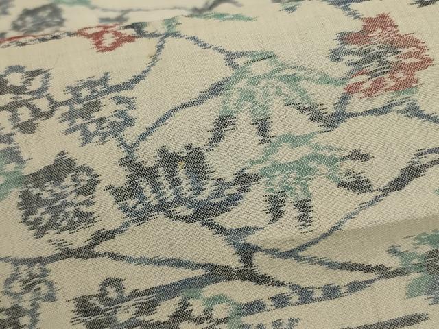 平和屋着物＊夏物　小千谷ちぢみ　草花文　麻　逸品　AABJ3394jd