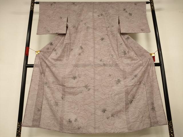 平和屋着物＊夏物　小紋　絽　舞葉文　正絹　逸品　AABJ3395jd