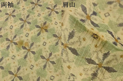平和屋着物＊夏物　小千谷ちぢみ　幾何学文　麻　逸品　AABJ3396jd