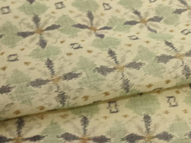 平和屋着物＊夏物　小千谷ちぢみ　幾何学文　麻　逸品　AABJ3396jd