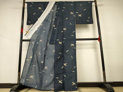 平和屋着物＊夏物　小紋　絽　羽　洗える着物　AABJ3404jd